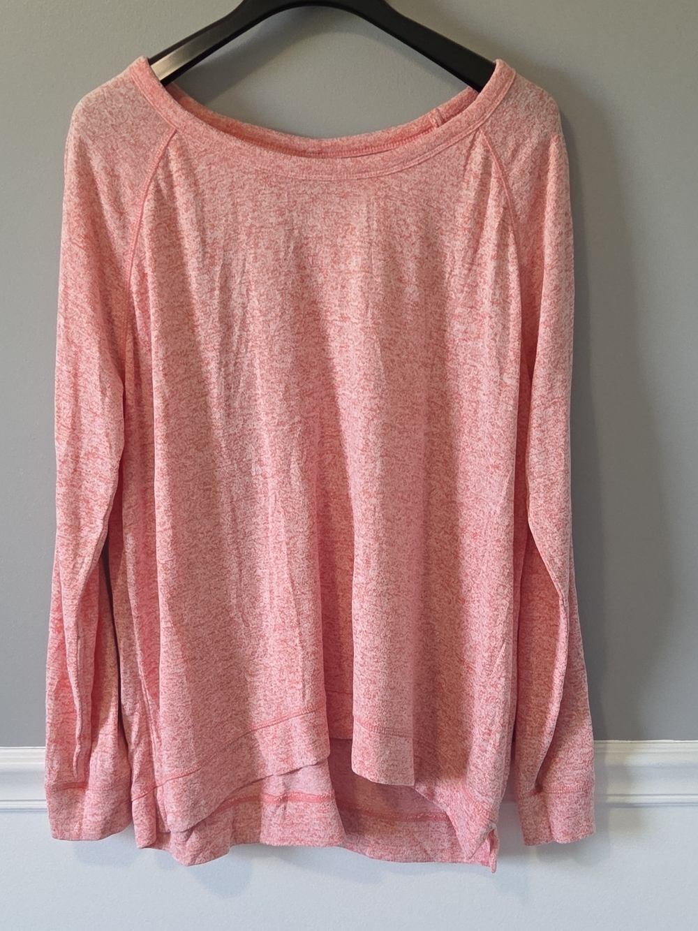 GAP Heathered Pink Coral Scoopneck Knit Pullover Raglan Top Long Sleeve XL